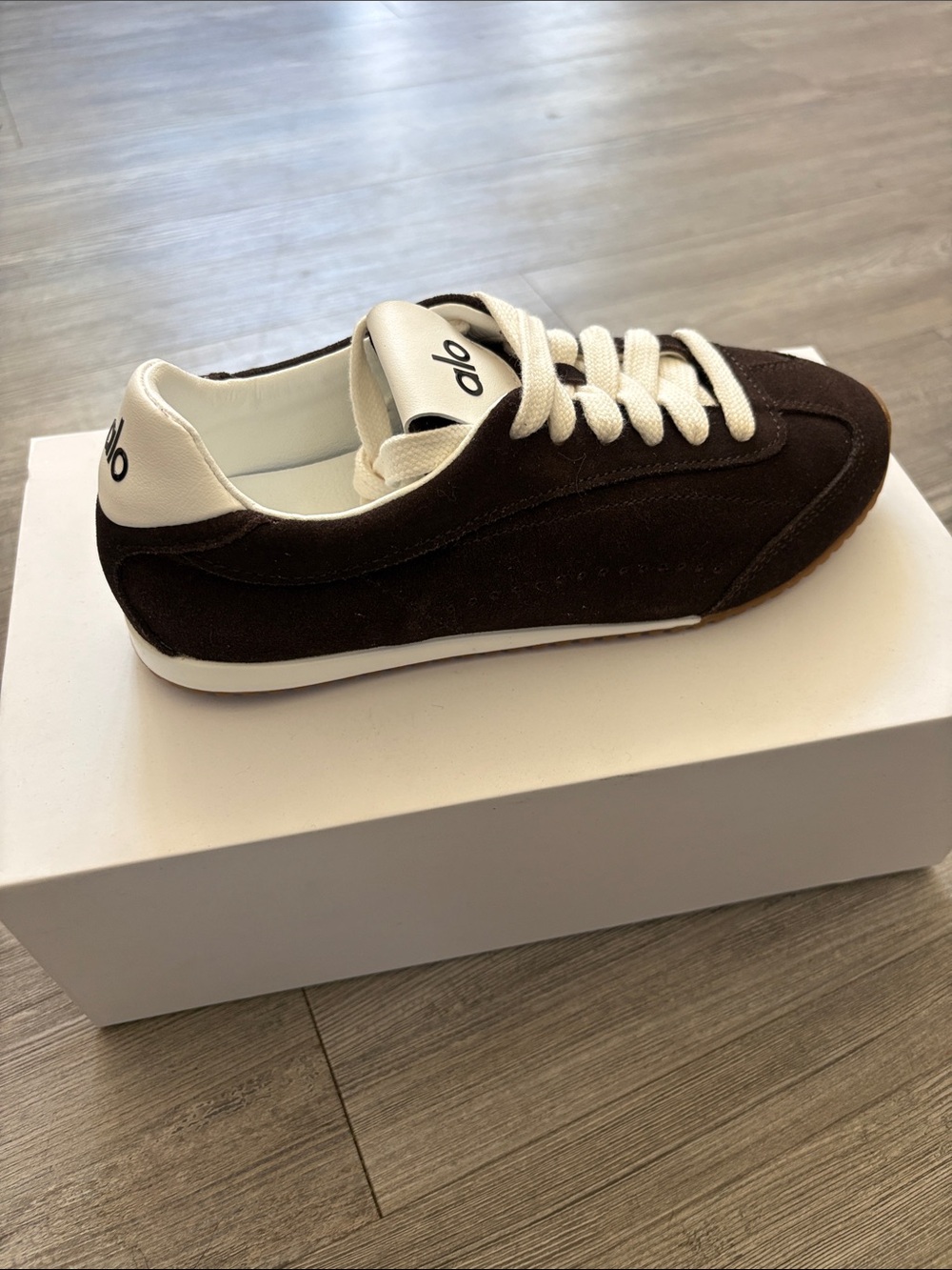 ALO Yoga Brown and White Suede Sneakers